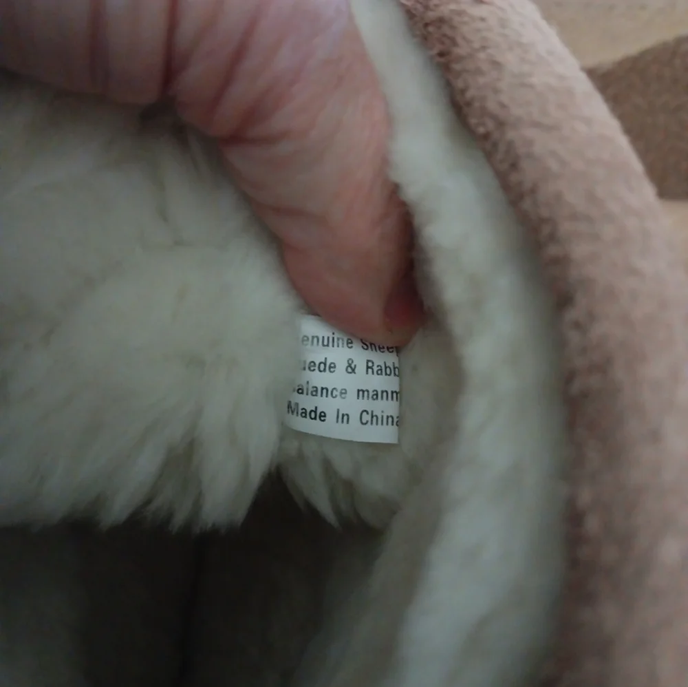 Bearpaw Rabbit Fur Mid-Calf Wedge Boots Sz 10